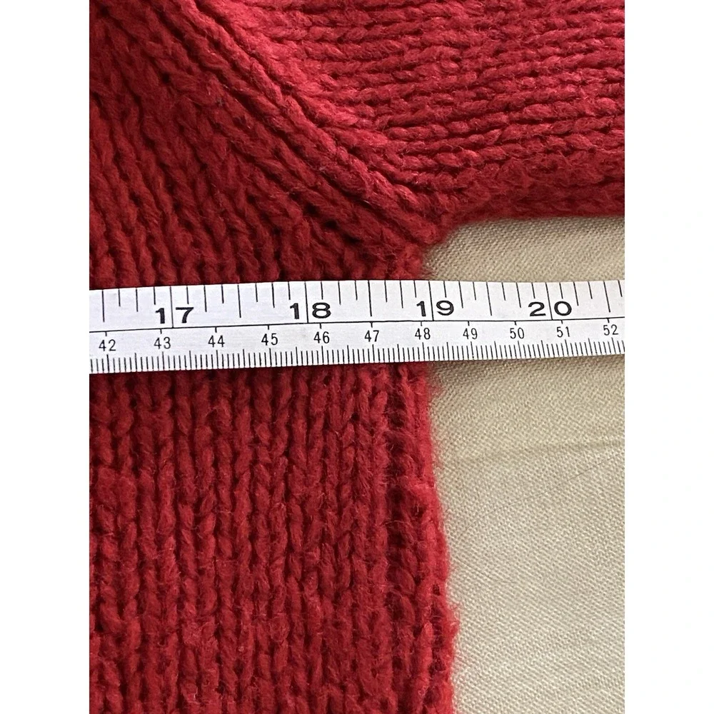 Apostrophe Women's Red Rolled Turtleneck Wool Blend Short Sleeve Sweater- Size L - Picture 10 of 11